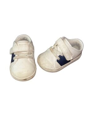 Carter's White Sneakers with Navy Accent and Hook-and-Loop Strap
